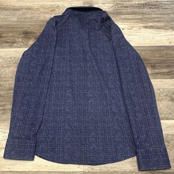 Raffi Shirt Blue Mens L Geometric Patterned Luxury Cotton Long Sleeve Button Up - Picture 3 of 8
